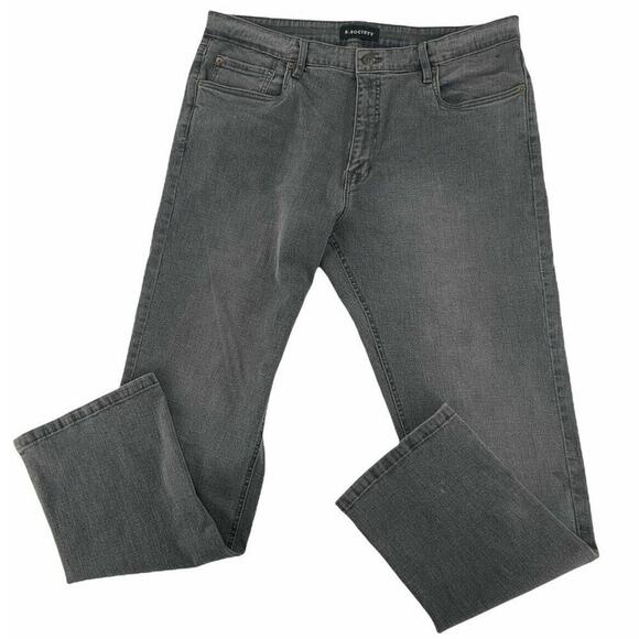 R. Society Mens Gray Straight Leg Stretch Classic Denim Jeans Size 40X32 - Picture 4 of 7